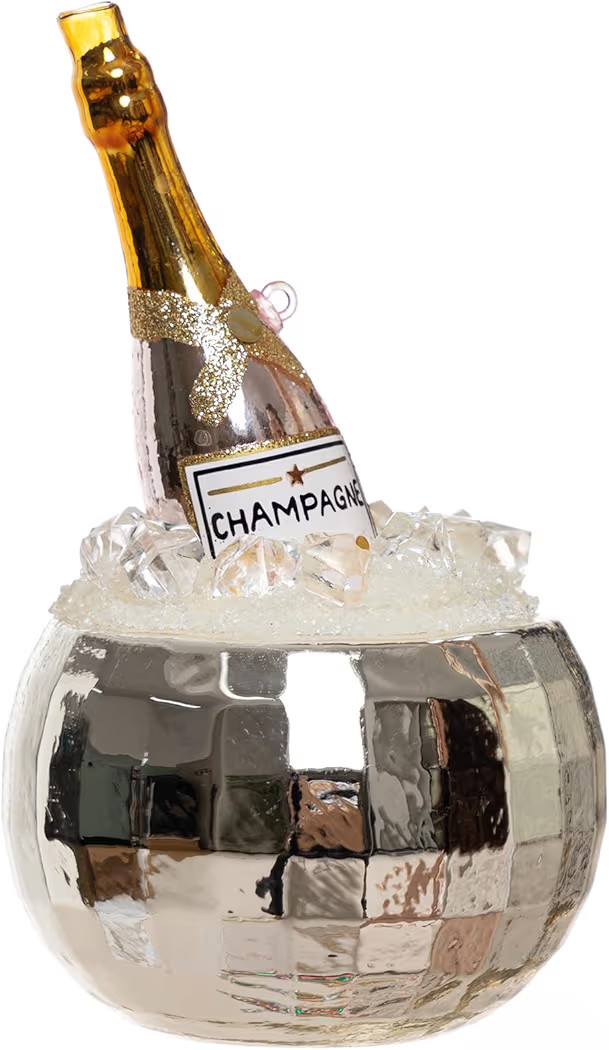 Blown Glass Champagne Bottle in Ice Bucket Christmas Ornament for Christmas Tree Decoration | Amazon (US)