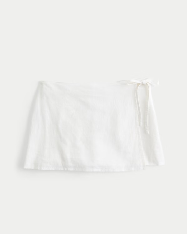 Linen-Blend Wrap Skort | Hollister (UK)