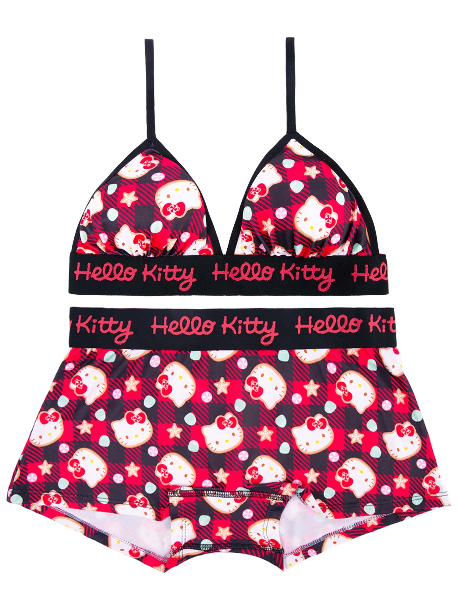 Hello Kitty Christmas Women's Comfort Stretch Triangle Bra and Boyshort Panties Set Sizes S to XL | Walmart (US)