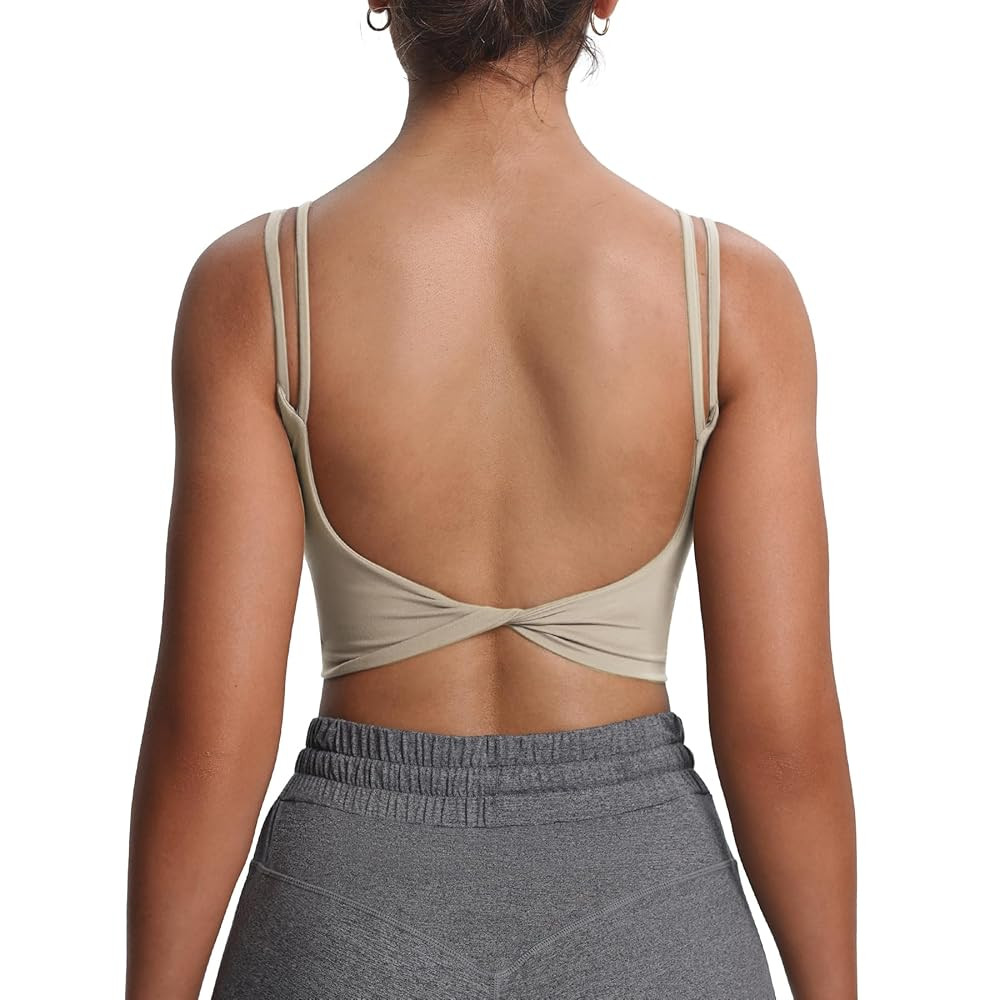 Aoxjox Women's Workout Sports Bras Fitness Yoga Crop Tank Twist Back Cami | Amazon (US)