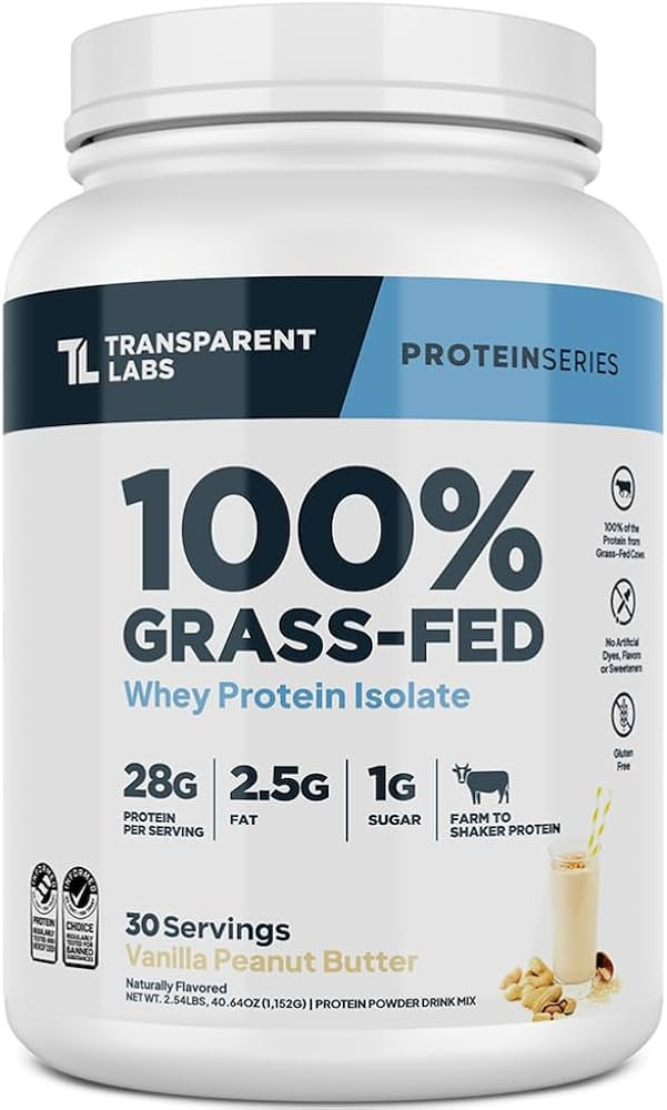 Transparent Labs Grass-Fed Whey Protein Isolate - Natural Flavor, Gluten Free Whey Protein Powder... | Amazon (US)