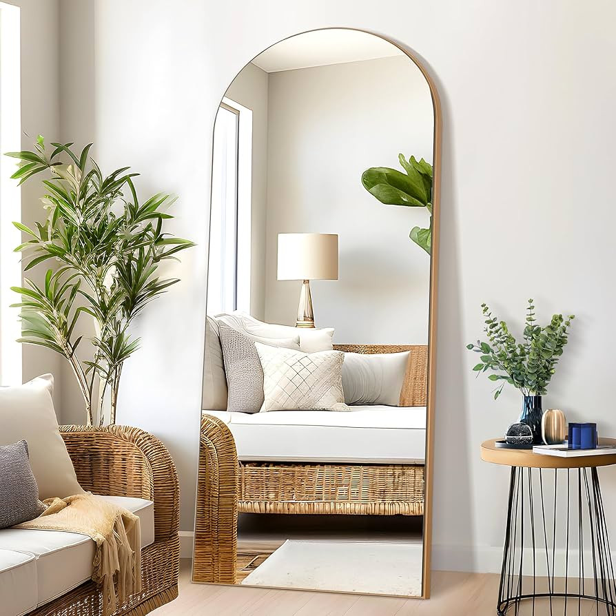 NeuType Arched Full Length Mirror, 71"x32"Full Body Mirror, Wooden Thin Frame, Hanging or Leaning... | Amazon (US)