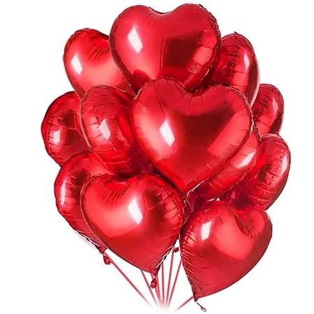30 Heart Foil Balloons Red Helium Balloons 18 Inches Valentine s Day Romantic Decoration Set Decorat | Walmart (US)