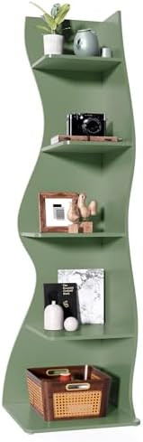 LITTLE TREE Small Corner Shelf, Modern 5-Tier Wall Corner Bookshelf, Stylish Bookcase Storage Rac... | Amazon (US)