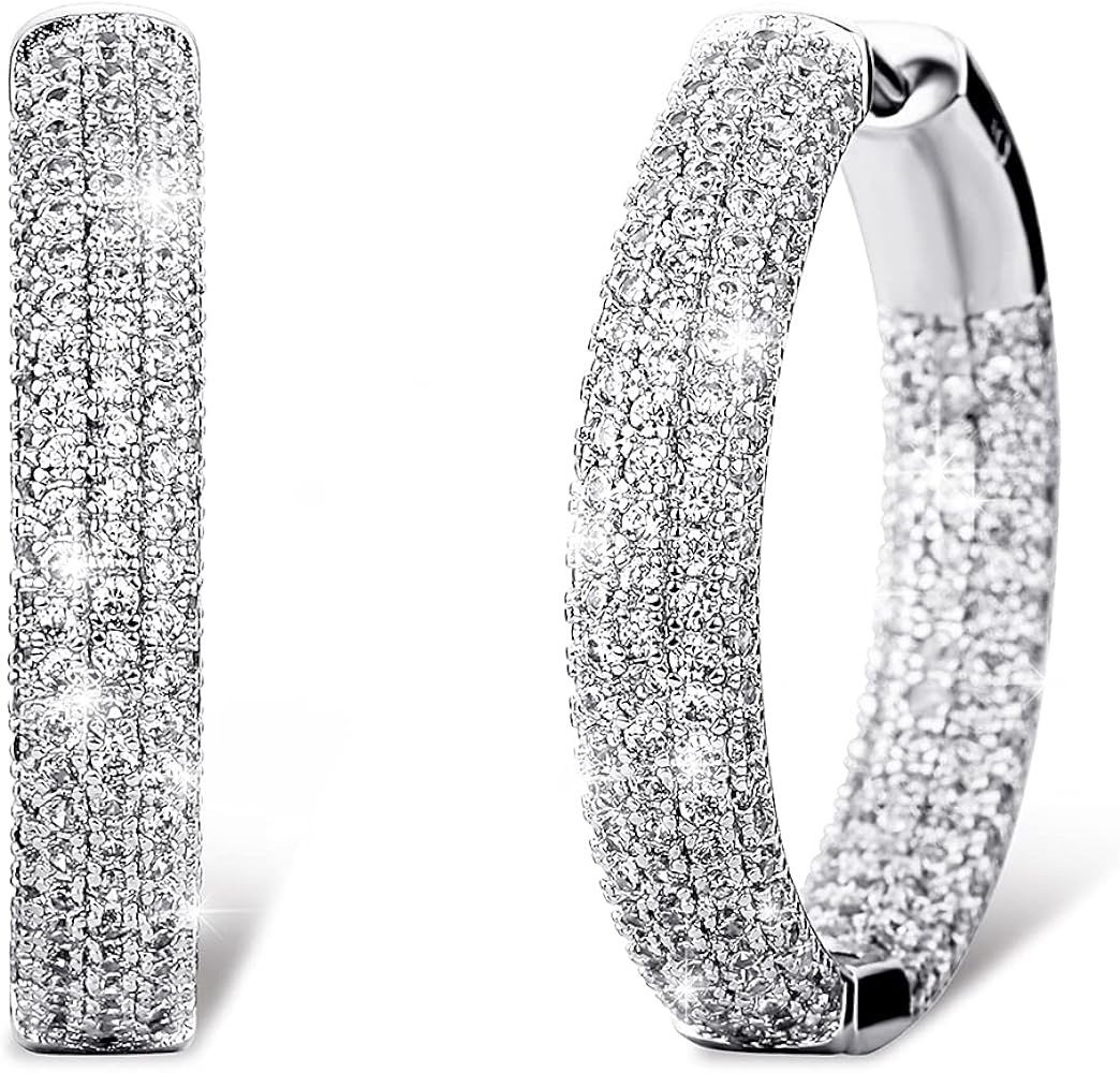 TOPGRILLZ Iced Out Hoop Earrings Cubic Zirconia Huggie Cartilage Cuff Hypoallergenic 14K Gold Pla... | Amazon (US)