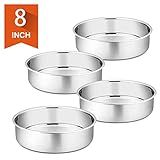 8 Inch Cake Pan Set of 4, P&P CHEF Stainless Steel Round Baking Pans Layer Cake Pans Tin Set, Mirror | Amazon (US)