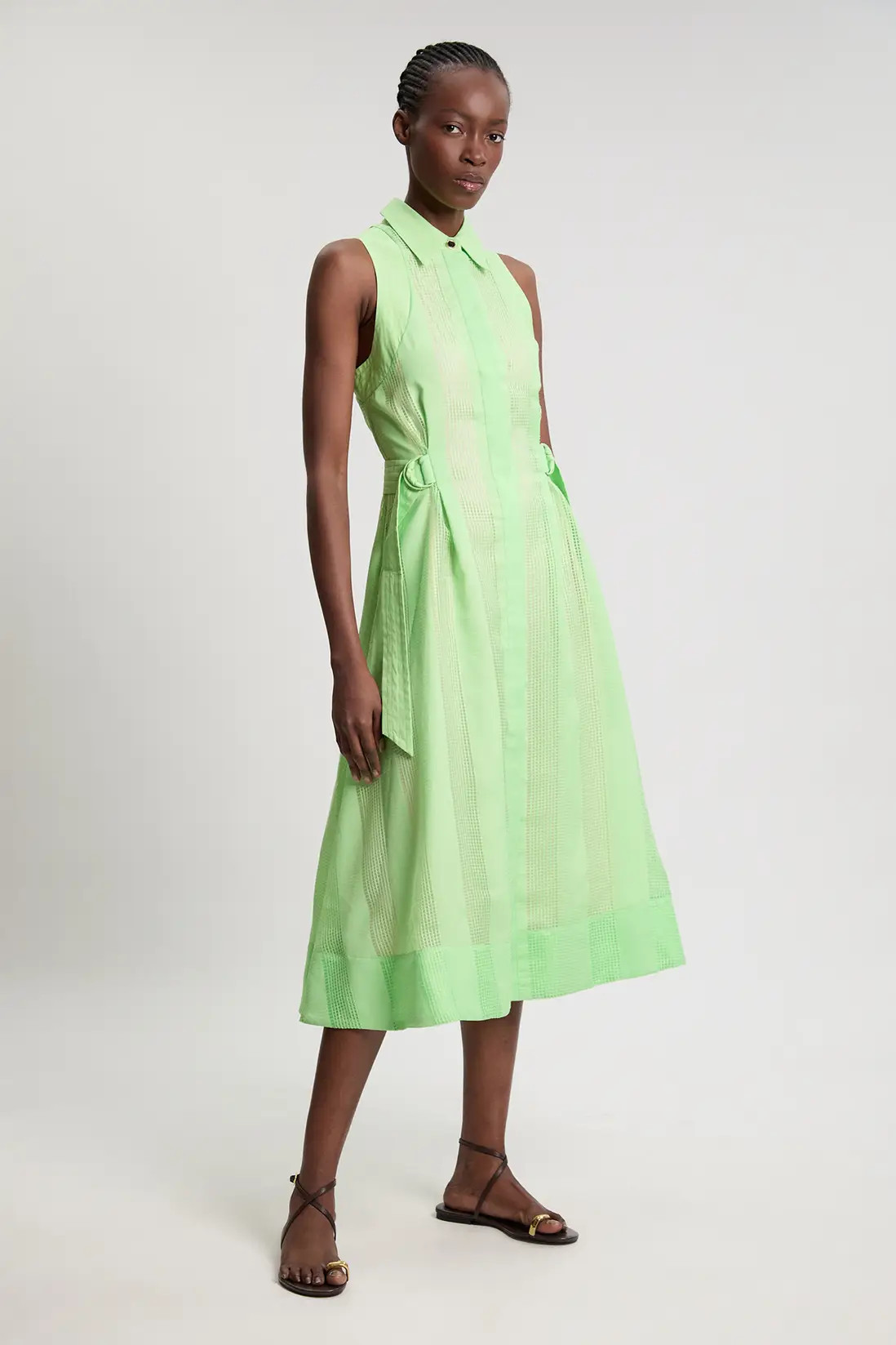 Textured Organza Mix Sleeveless Shirt Dress | Karen Millen