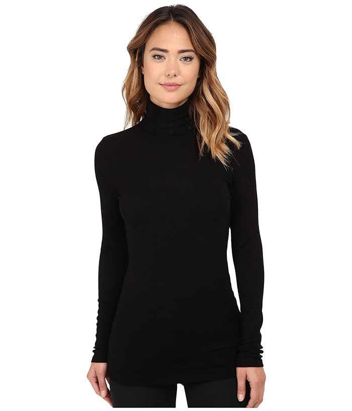 Michael Stars 2x1 Rib Long Sleeve Turtleneck (Black) Women's Clothing | Zappos