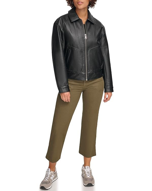 Levi's Women's Faux Leather Lightweight Dad Bomber Jacket | Amazon (US)