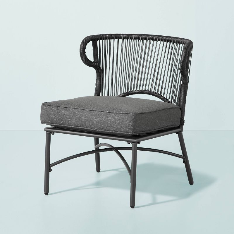 Wicker Weave Outdoor Cushioned Accent Chair - Dark Gray - Hearth & Hand™ with Magnolia | Target