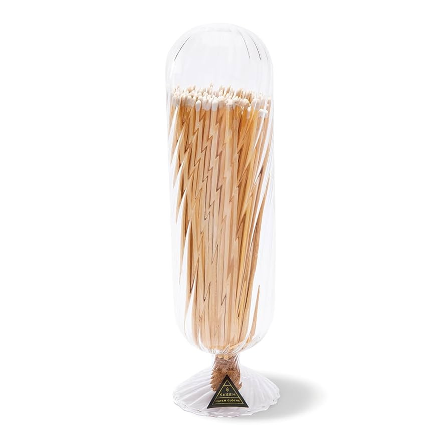 Skeem Helix Fireplace Glass Match Cloche with Striker - Includes 120 Long Matches in a Jar | Amazon (US)