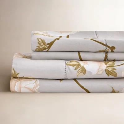 Auren 400 Thread Count Floral 100% Cotton Sateen Sheet Set | Wayfair North America