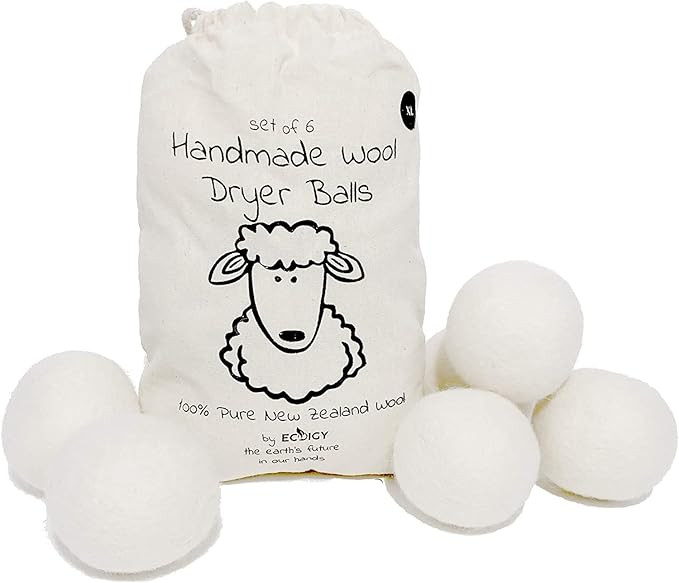 Wool Dryer Balls XL 6-Pack - 100% Pure New Zealand Wool, Ecoigy Natural Fabric Softener, Reduces ... | Amazon (US)