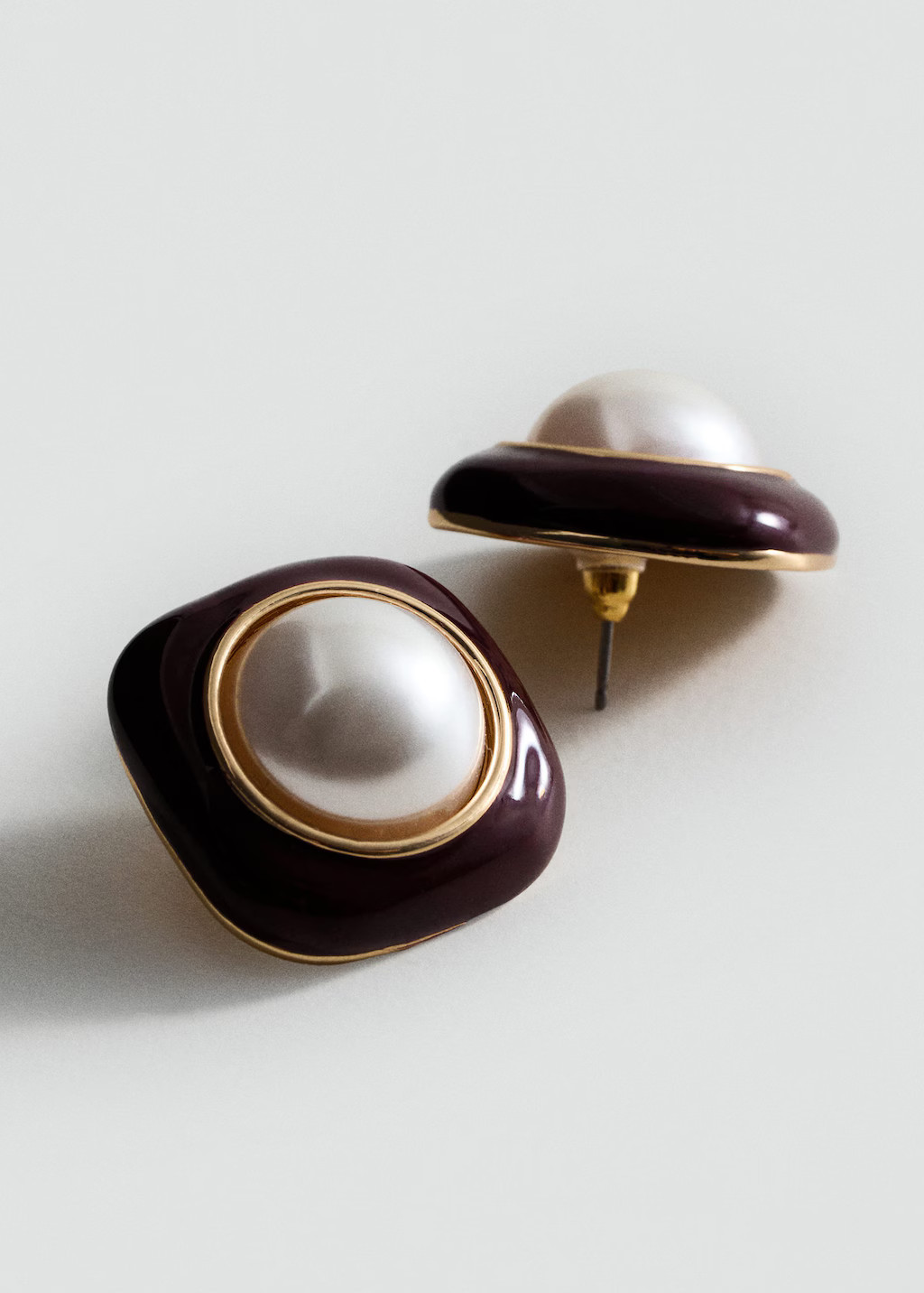 Combined pearl earrings maroon - Woman - One size - MANGO | Mango (US/MX/AU)