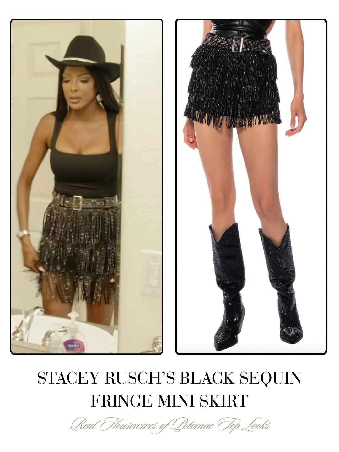 Stacey Rusch’s Black Sequin Fringe Mini Skirt 

#LTKFindsUnder100