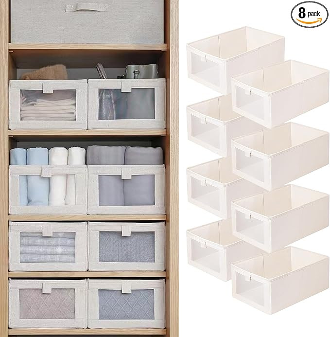 Linen Closet Organizers And Storage, 8 Pack Closet Storage Bins Linen Closet Baskets for Closet O... | Amazon (US)