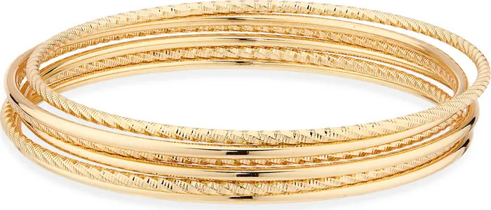 Set of 5 Mixed Texture Bangle Bracelets | Nordstrom