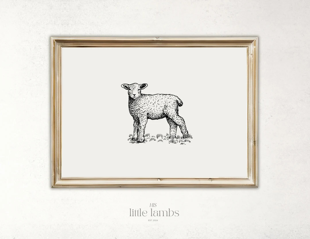Vintage Lamb Wall Art Vintage Lamb Poster Lamb Sketch Nursery Wall Art Childrens Wall Art Playroo... | Etsy (US)