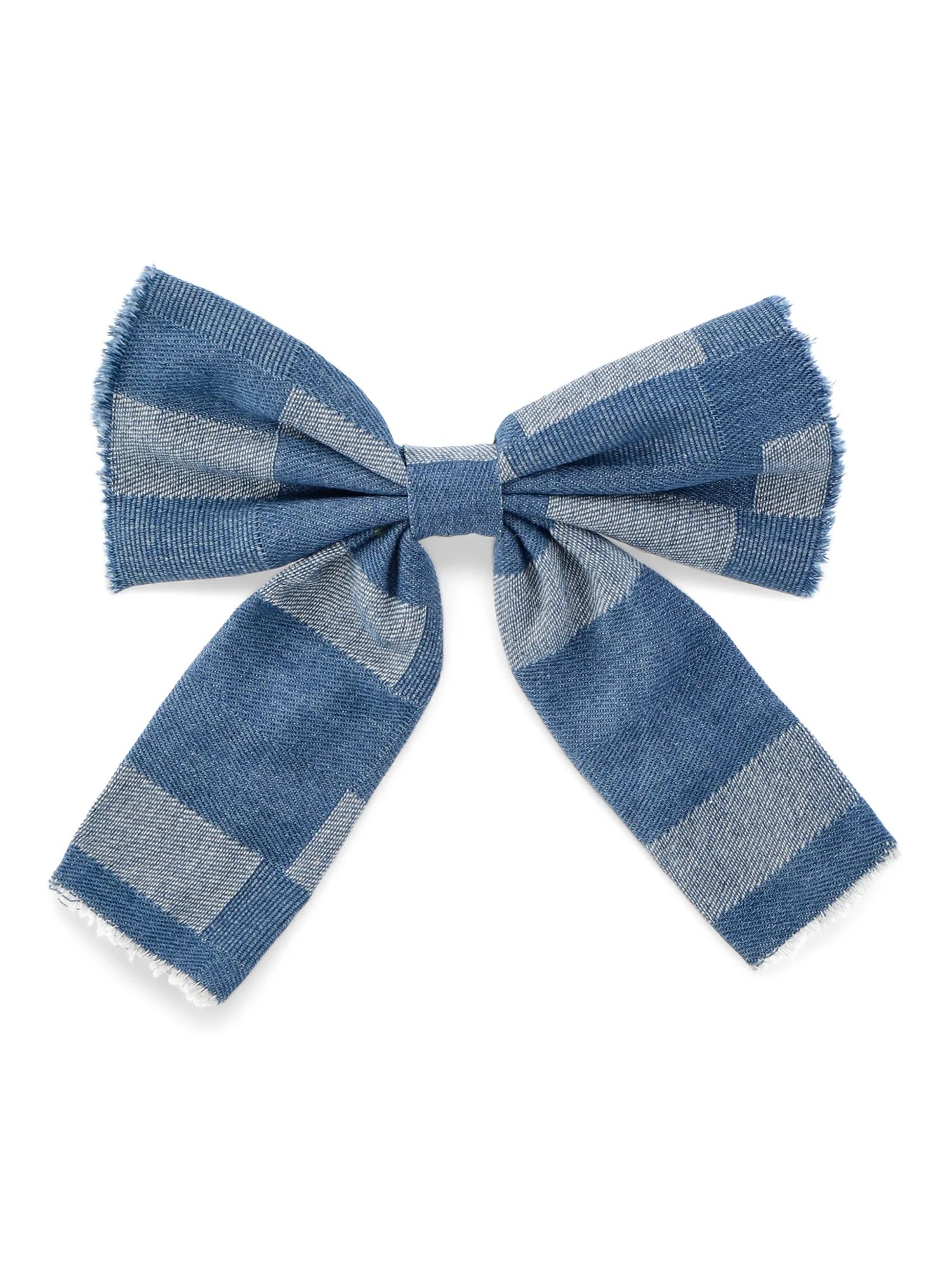 No Boundaries Patchwork Denim Bow Hair Barrette, Women’s - Walmart.com | Walmart (US)