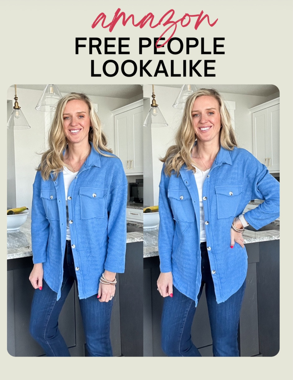 Amazon free people lookalike shacket! Great price! Runs tts, I’m wearing a medium 

#LTKstyletip #LTKfindsunder50 #LTKsalealert