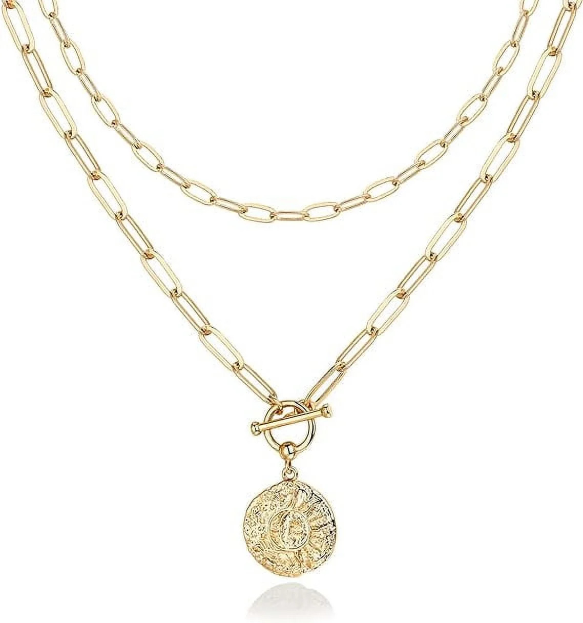 PAVOI 14K Gold Plated Layered Sun and Lock Pendant Necklace | Layering Necklaces for Women | Dain... | Walmart (US)