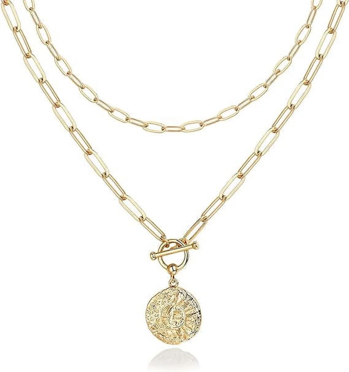 PAVOI 14K Gold Plated Layered Sun and Lock Pendant Necklace | Layering Necklaces for Women | Dain... | Walmart (US)