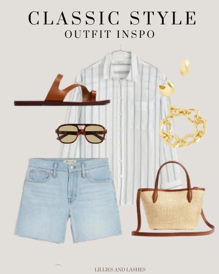 Best selling madewell jean shorts, striped button down shirt, straw tote bag, madewell sandals, classic style 
Free shipping and returns when you give your email for the insider club 

#LTKOver40 #LTKFindsUnder100 #LTKStyleTip