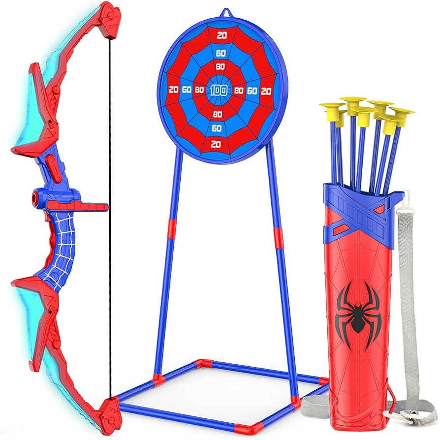 Bow and Arrow Set for Kids, LED Light Up Archery Set with 7 Suction Cup Arrows, Quiver & Standing... | Amazon (US)