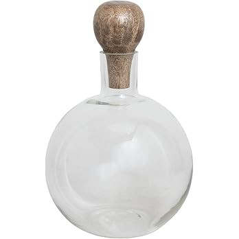 Creative Co-Op Wine Glass Mango Wood Stopper Decanter, 10" x 6", Clear | Amazon (US)