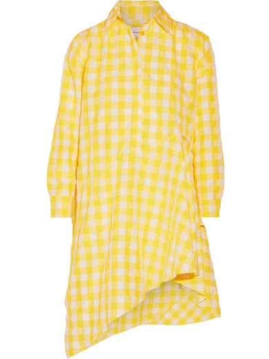 Marques' Almeida - Asymmetric Gingham Twill Shirt Dress - Yellow | NET-A-PORTER (US)