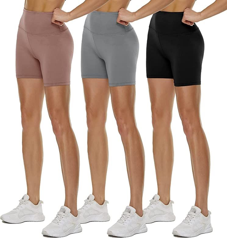 QGGQDD 3 Pack High Waisted Biker Shorts for Women – 5" Buttery Soft Black Workout Yoga Athletic Shor | Amazon (US)