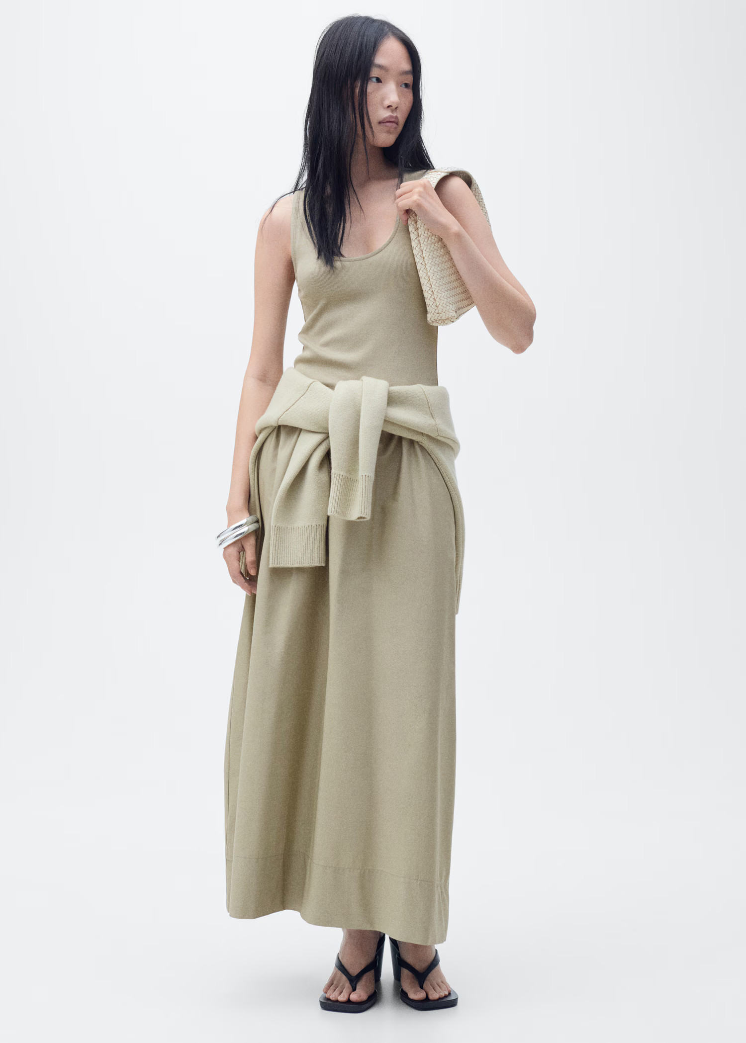 Flared dress in combined fabric | Mango (US/MX/AU)
