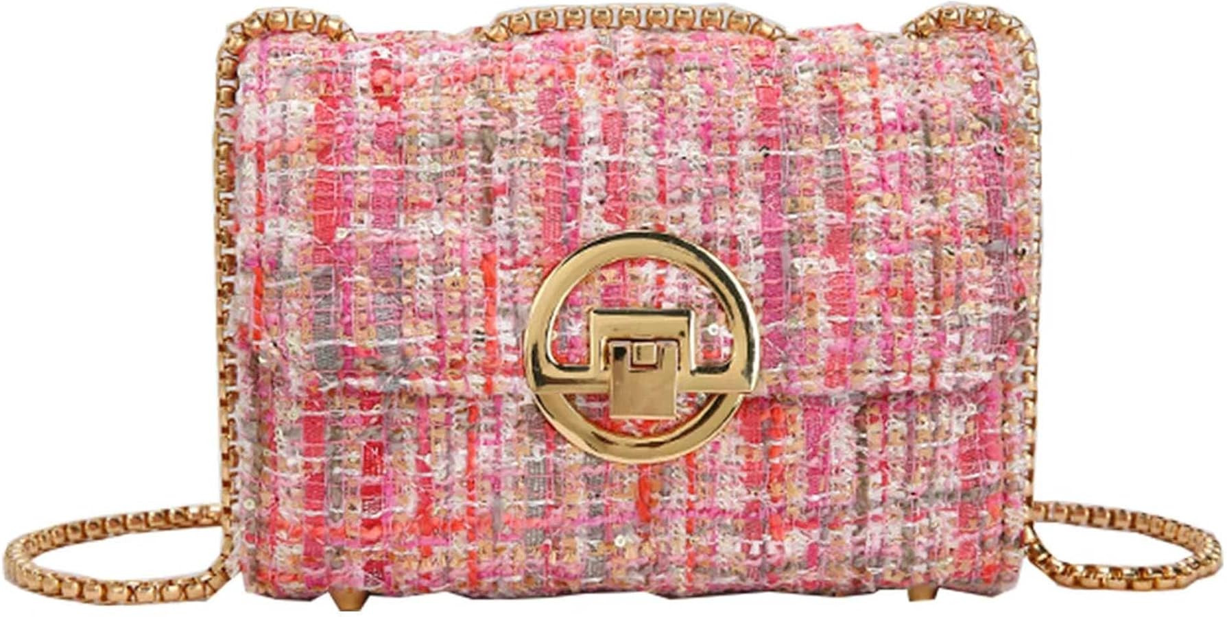 Vaeltaja Women Tweed Pearl Purses and Handbags Ladies Fashion Top Handle Chain Satchel Shoulder B... | Amazon (US)