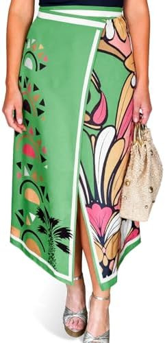 Tankaneo Women Floral Wrap Maxi Skirt Boho Elastic High Waisted Zipper Split A Line Flower Midi S... | Amazon (US)