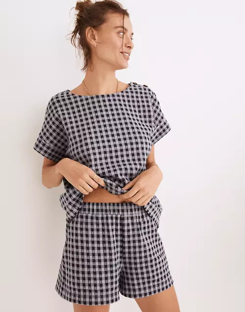 Gingham Knit Seersucker Pull-On Shorts | Madewell