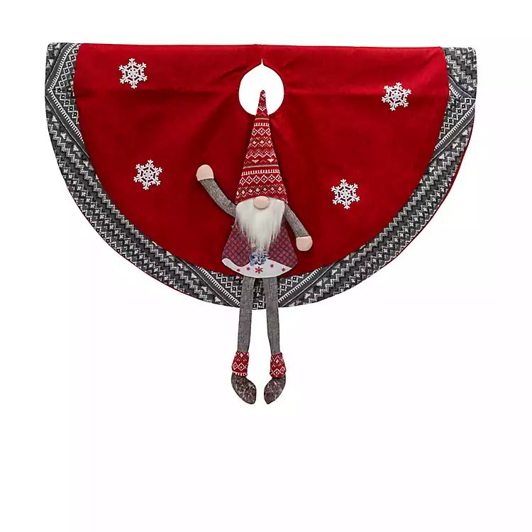 Red Waving Gnome Pre-Lit Christmas Tree Skirt | Kirkland's Home