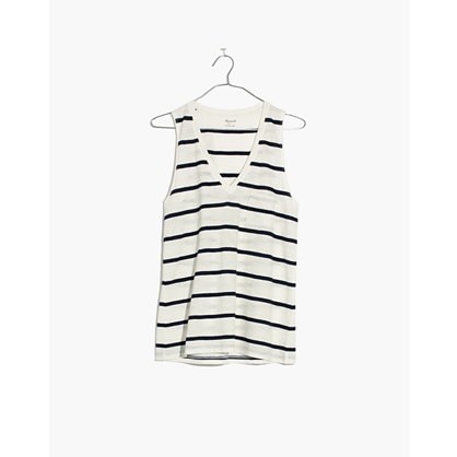 Whisper Cotton V-Neck Pocket Tank in Creston Stripe | Madewell