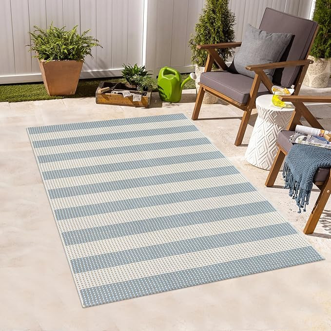 Outdoor Rug 3x5,Washable Striped Rug Front Porch Rugs,Indoor Outdoor Carpet Soft Hand Woven Rug L... | Amazon (US)