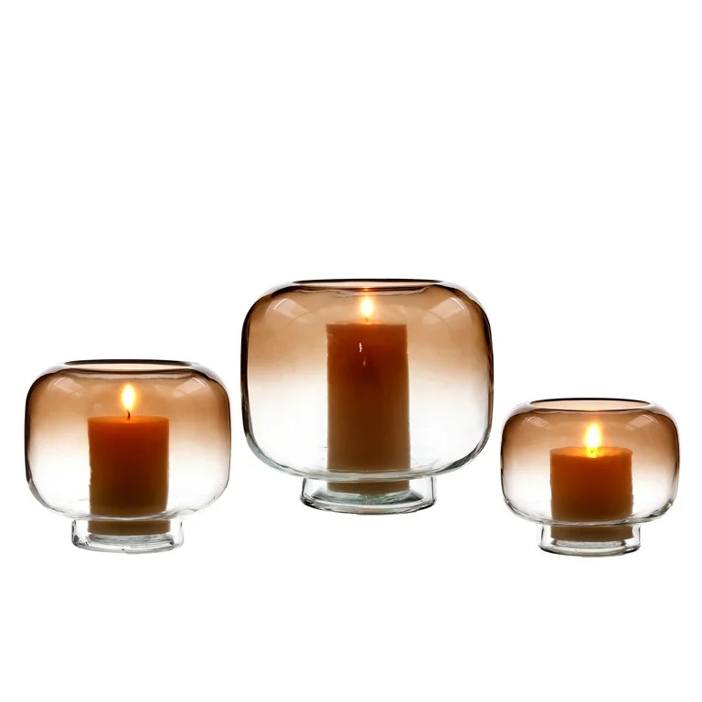 Mainstays 6.5" Brown Ombre Glass Hurricane Pillar Candle Holder Medium | Walmart (US)