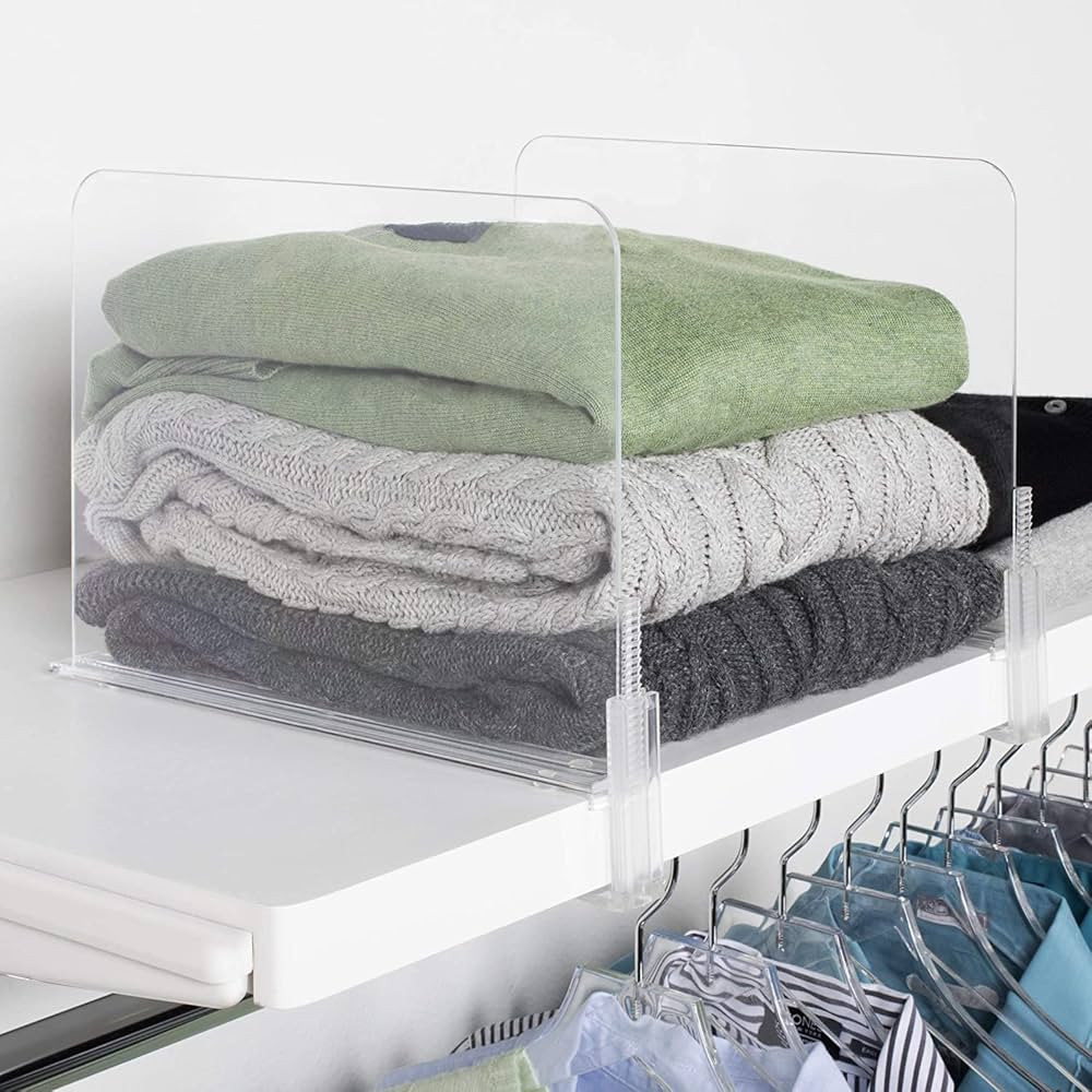 Richards Acrylic Closet Shelf Divider and Separator 6 Pack- Great for Storage and Organization in... | Amazon (US)