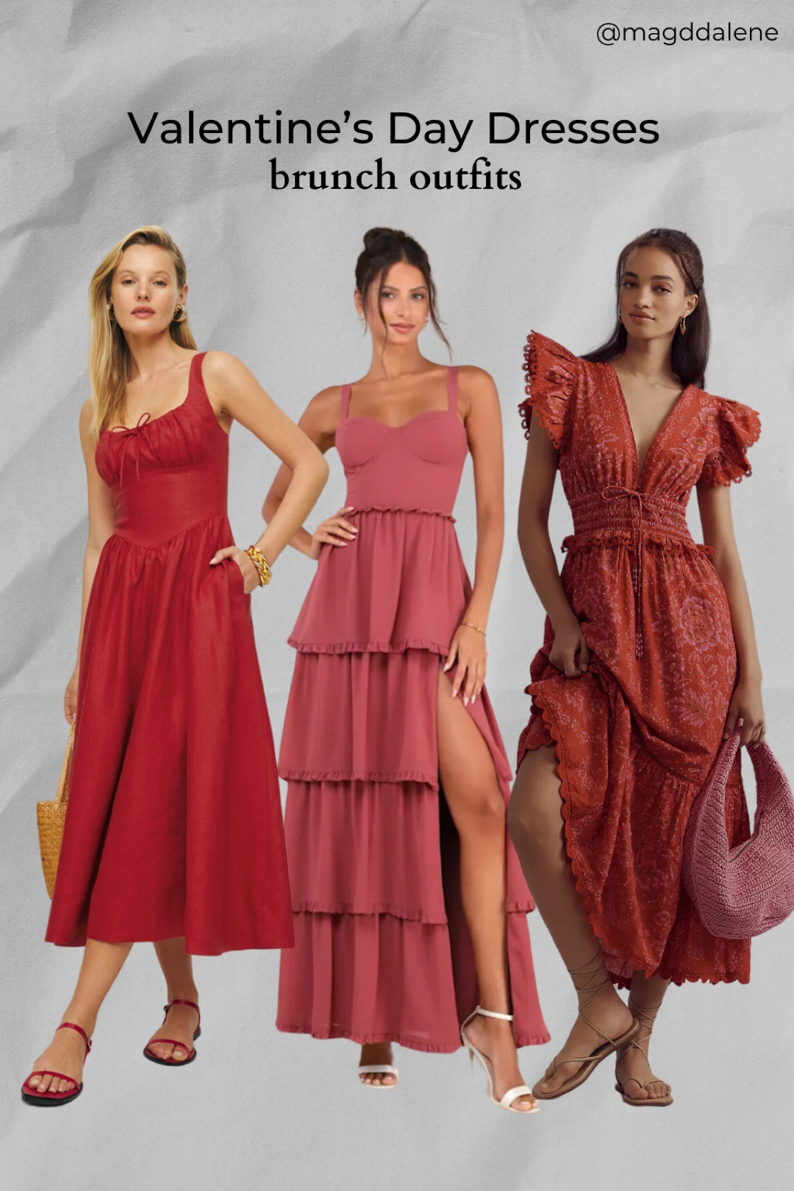 A little bit more flowy and figure complementing Valentine’s Day dresses. These would also make a very nice wedding guest or brunch outfit. The bright red I’ve been eyeing for a very long time now. I have all three of them sitting in my cart. 

#LTKStyleTip #LTKWedding #LTKParties