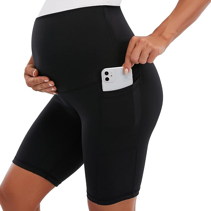 Spotential Womens Maternity Yoga Shorts Workout Running Active Short with Pocket 8" Inseam | Amazon (US)