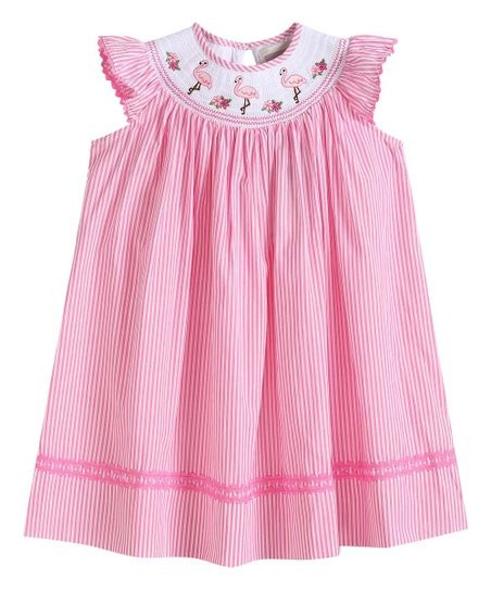 Pink Stripe Flamingo Smocked A-Line Dress - Infant, Toddler & Girls | Zulily