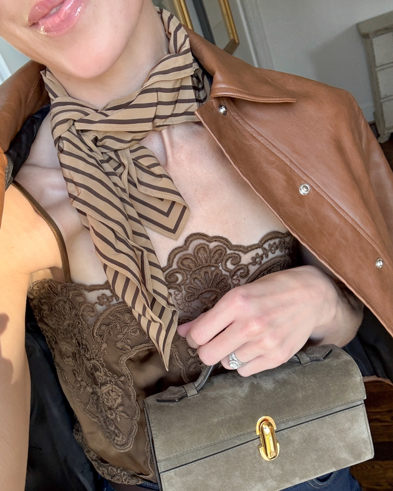 Jacket old Rails, H&M lace top S, skirt old Loulou De Saison, boots TTS. Similar linked to recreate this look! Scarf is TOTEME and the color I linked is similar. 

#LTKgrwm #LTKSeasonal #LTKootd