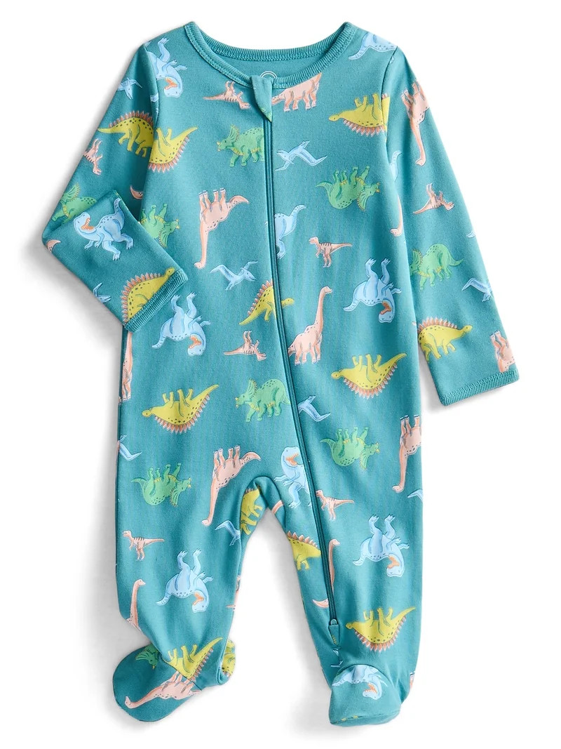 Wonder Nation Baby Boys or Girls Zip Front Footed Pajamas, Sizes Preemieie-6/9 Months | Walmart (US)