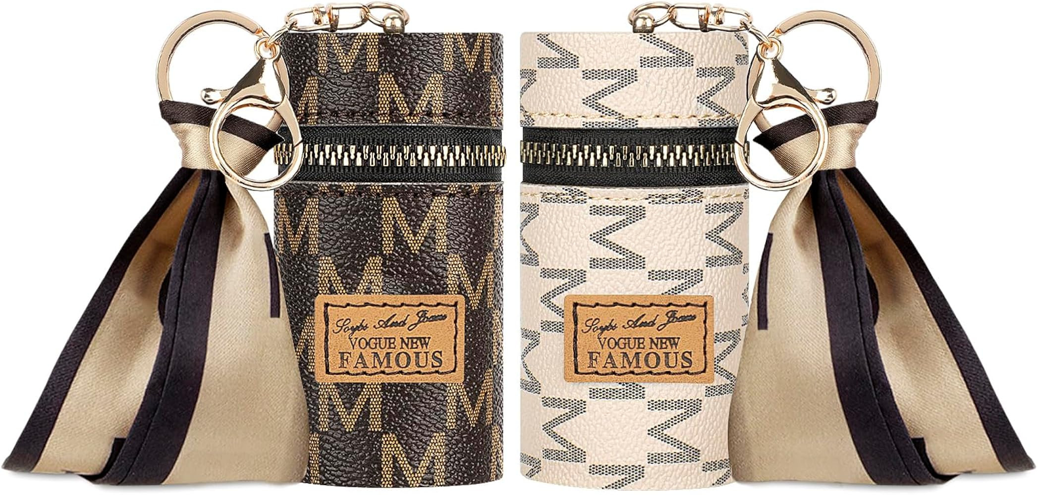 2 Pack Lipstick Case Keychain, Leather Lipstick Organizer for Purse Fingernail Polish, Mini Lipst... | Amazon (US)