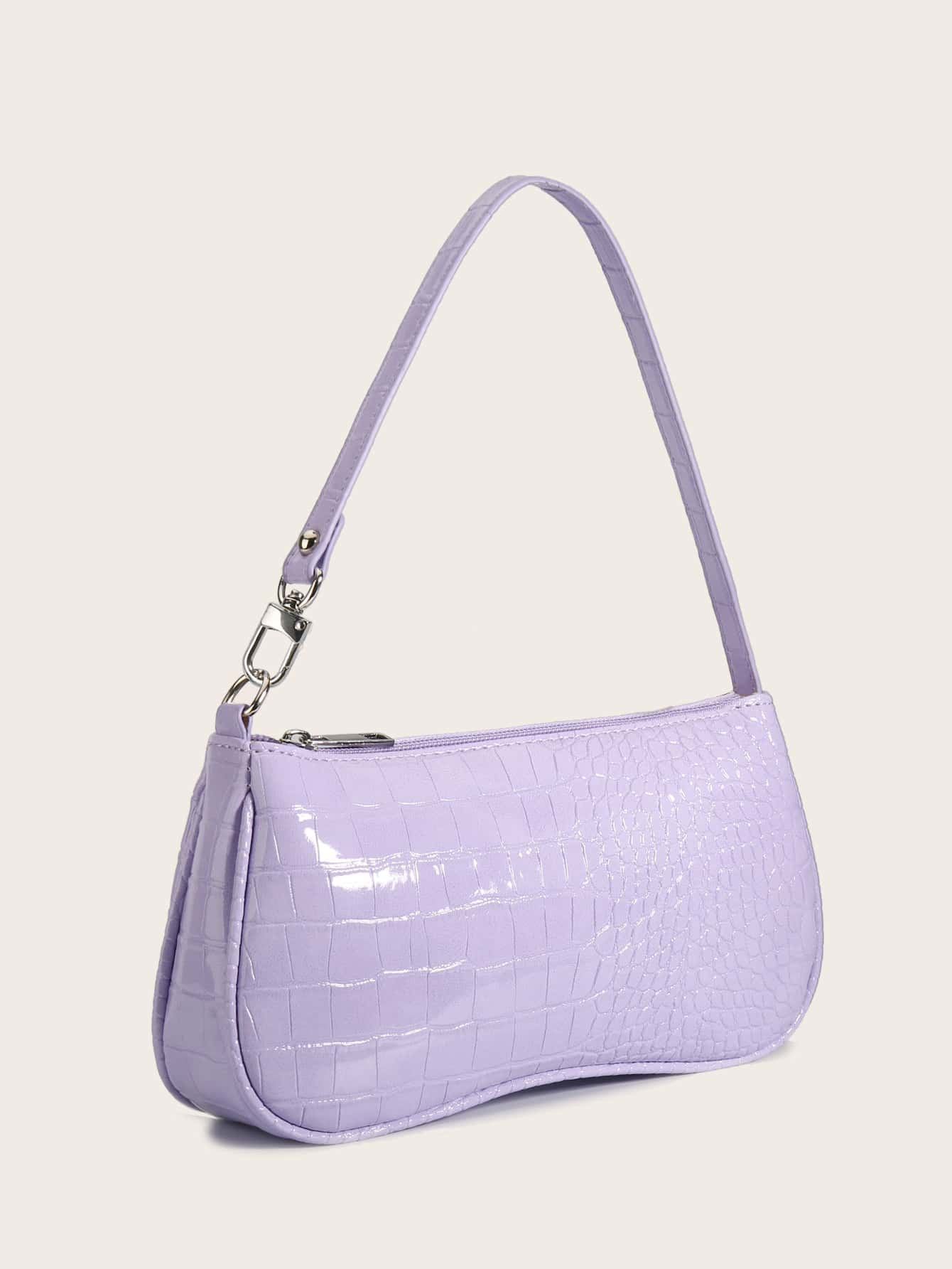 Croc Embossed Baguette Bag | SHEIN