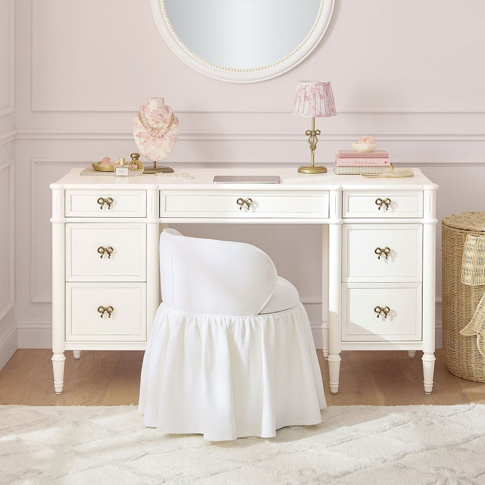 LoveShackFancy Bow Storage Desk (58"w x 20.5"d) | Pottery Barn Teen