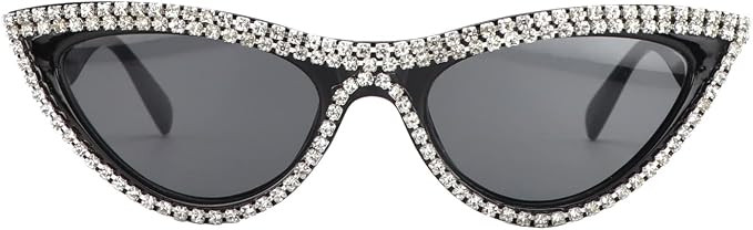 Cat eye sunglasses Cute Trendy for Women Bling Fun Rhinestone Crystal Sun Sades | Amazon (US)