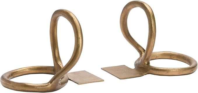 Creative Co-Op Metal Abstract, Antique Brass Finish, Set of 2 Bookends, 8" L x 7" W x 7" H | Amazon (US)
